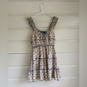 Rachel Zoe Cream and Blue Floral Mini Dress